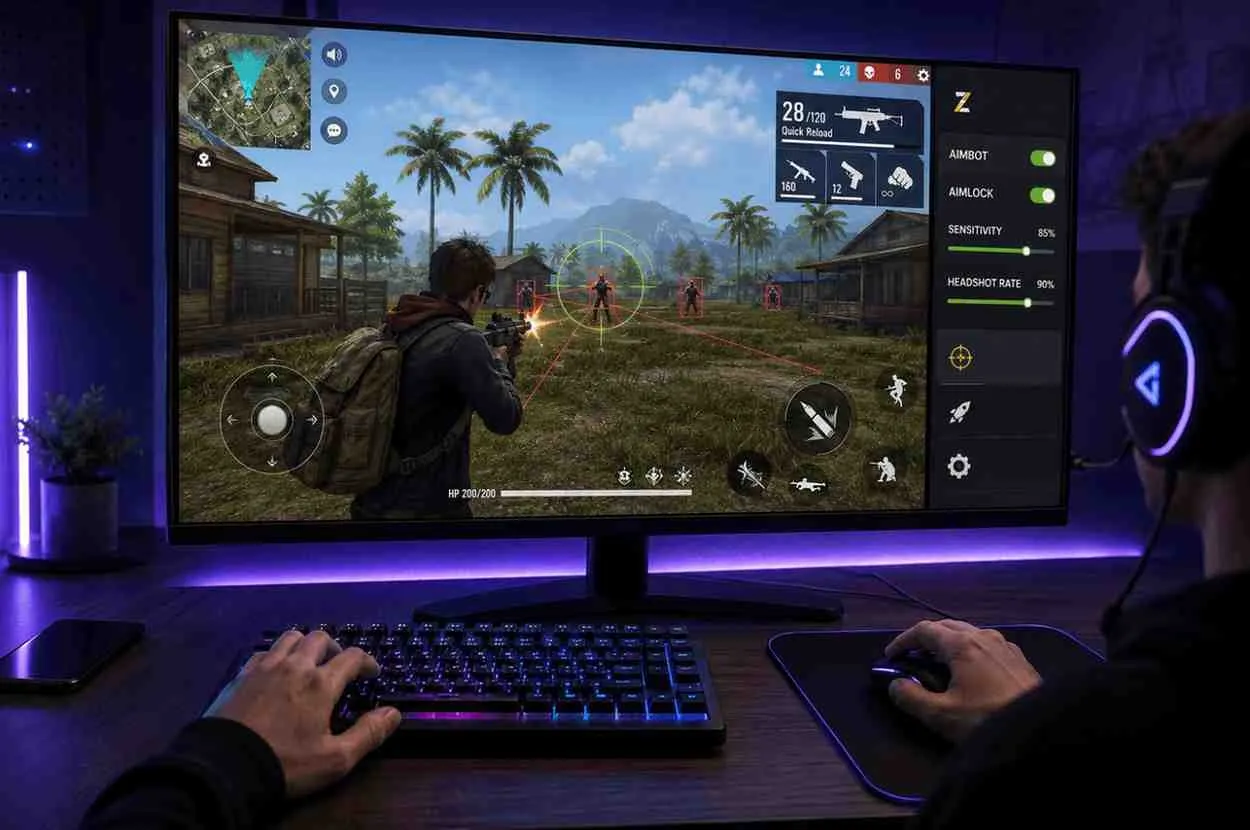 Free Fire displayed on PC